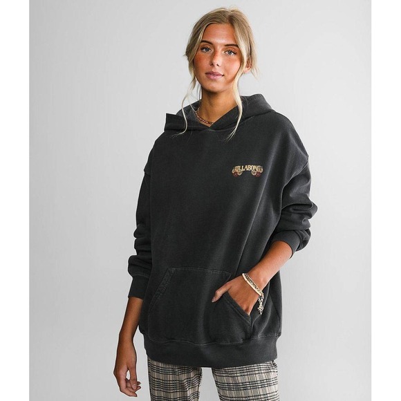 Billabong Ride Out Hooded Pullover Sweatshirt Grey Oversized Size L - Picture 2 of 9